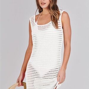 Chic White Knit Beach Cover-Up Large NWOT